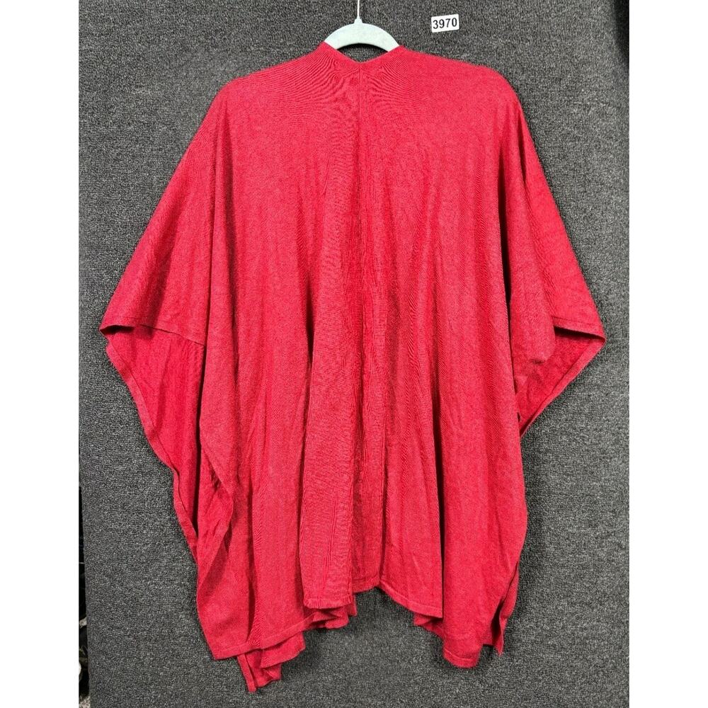 White House Black Market Open Front Ruana Sweater Womens Size One Size Red NEW - Picture 2 of 9
